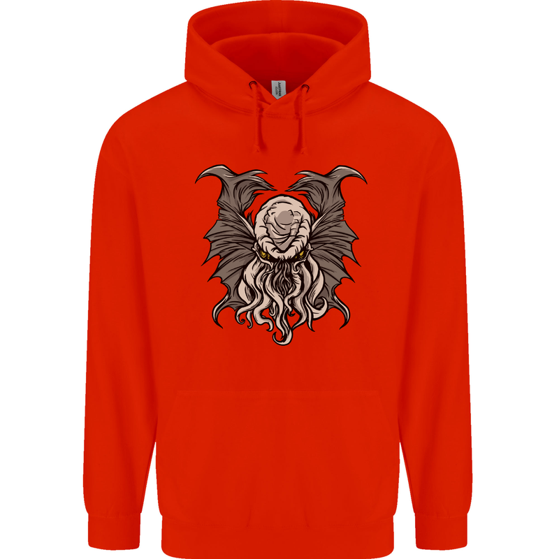 Cthulhu Entity Kraken Mens 80% Cotton Hoodie Bright Red