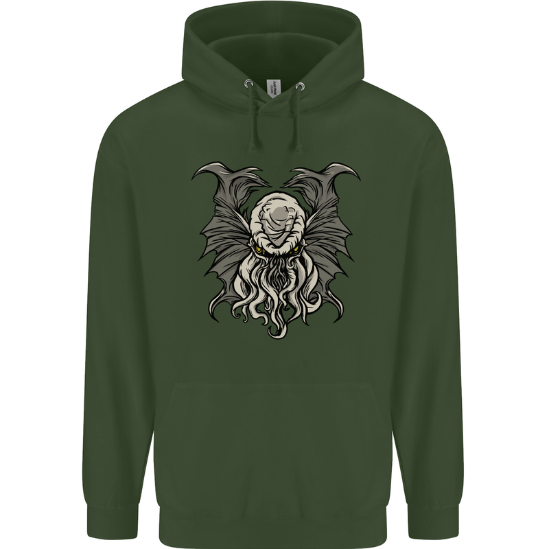 Cthulhu Entity Kraken Mens 80% Cotton Hoodie Forest Green