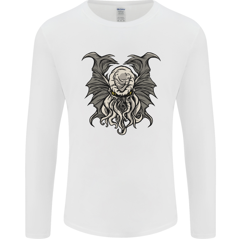 Cthulhu Entity Kraken Mens Long Sleeve T-Shirt White