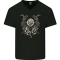 Cthulhu Entity Kraken Mens V-Neck Cotton T-Shirt Black