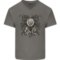 Cthulhu Entity Kraken Mens V-Neck Cotton T-Shirt Charcoal