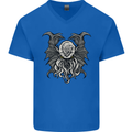 Cthulhu Entity Kraken Mens V-Neck Cotton T-Shirt Royal Blue