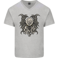 Cthulhu Entity Kraken Mens V-Neck Cotton T-Shirt Sports Grey