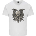 Cthulhu Entity Kraken Mens V-Neck Cotton T-Shirt White