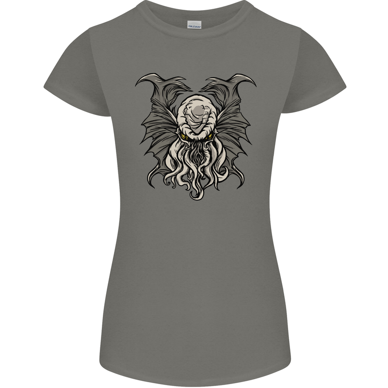 Cthulhu Entity Kraken Womens Petite Cut T-Shirt Charcoal