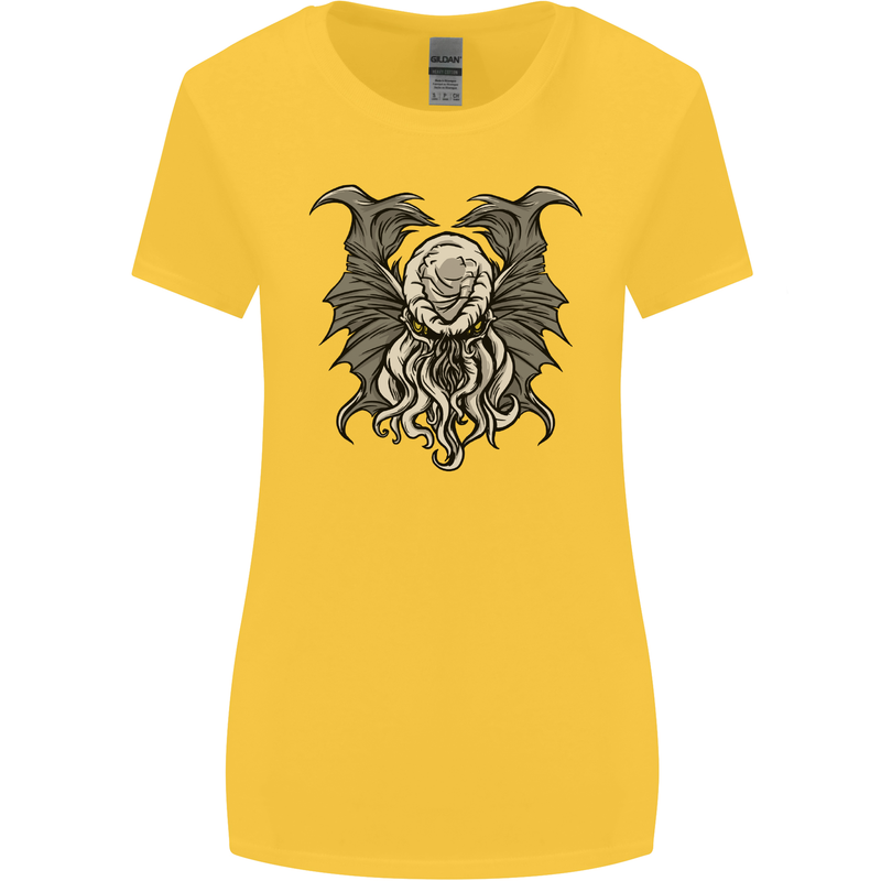 Cthulhu Entity Kraken Womens Wider Cut T-Shirt Yellow
