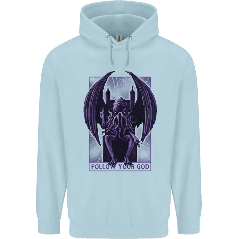 Cthulhu Follow Your God Kraken Mythology Childrens Kids Hoodie Light Blue