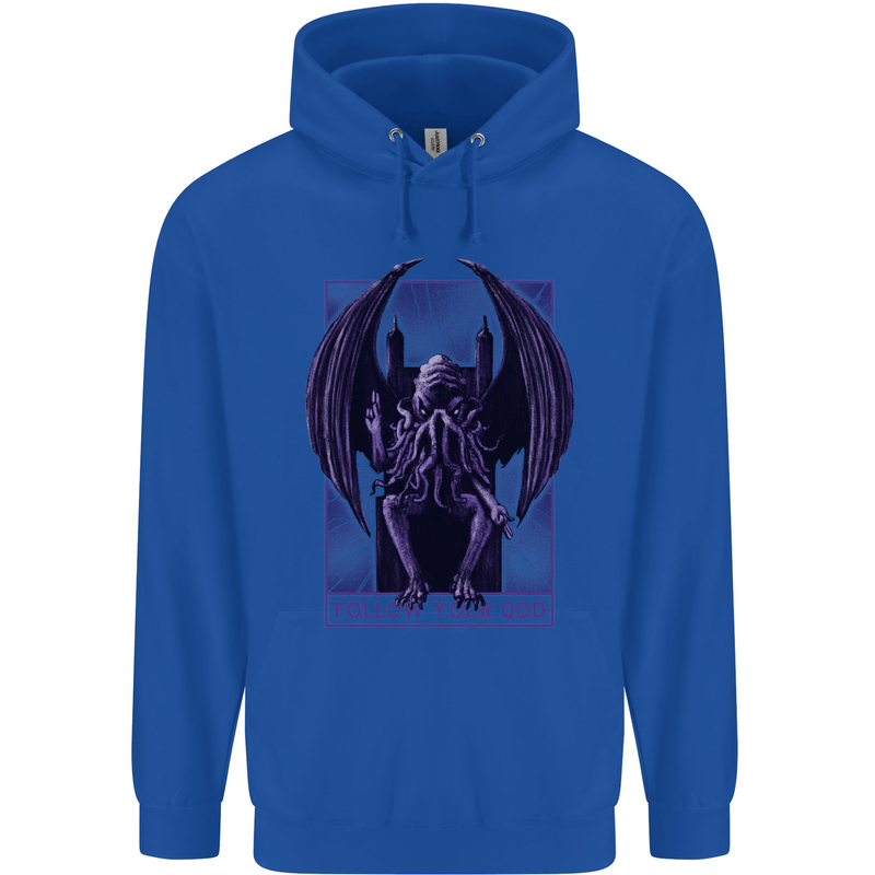 Cthulhu Follow Your God Kraken Mythology Childrens Kids Hoodie Royal Blue