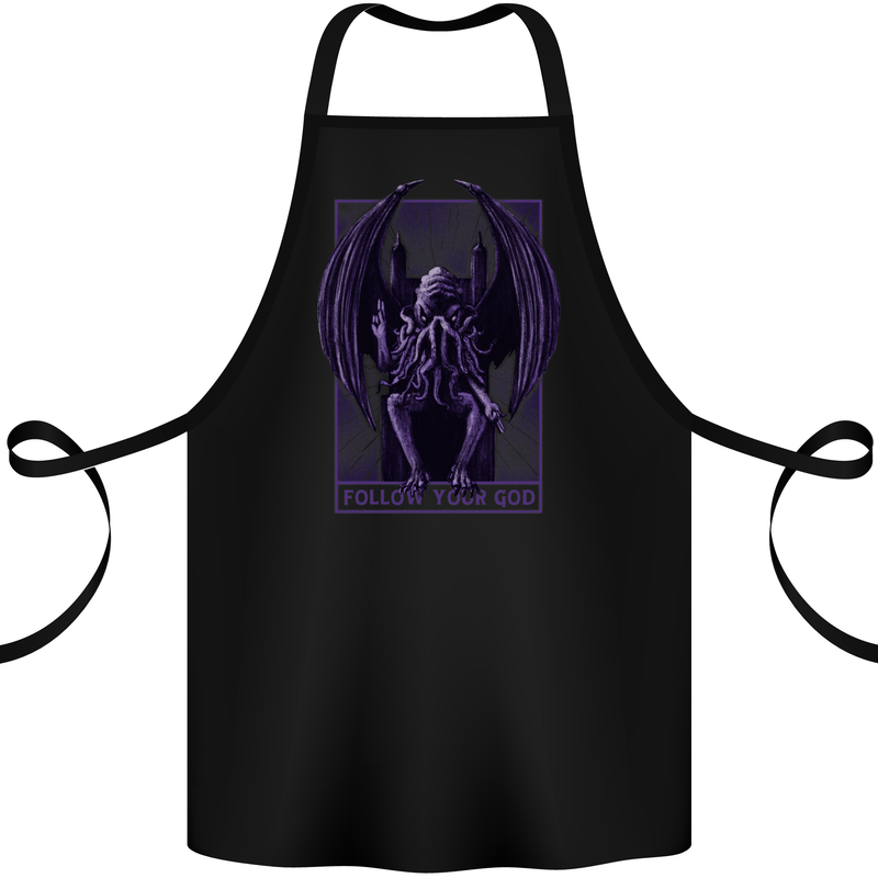 Cthulhu Follow Your God Kraken Mythology Cotton Apron 100% Organic Black