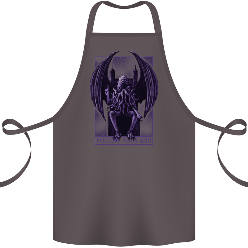Cthulhu Follow Your God Kraken Mythology Cotton Apron 100% Organic Dark Grey