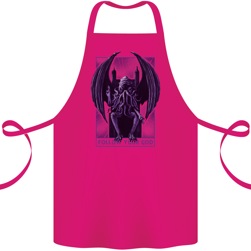 Cthulhu Follow Your God Kraken Mythology Cotton Apron 100% Organic Pink