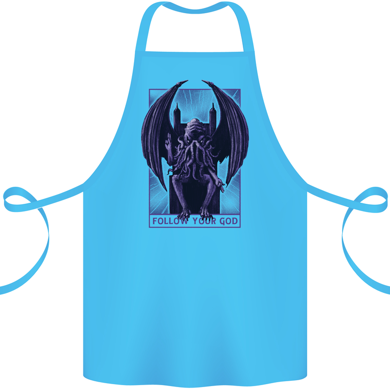 Cthulhu Follow Your God Kraken Mythology Cotton Apron 100% Organic Turquoise