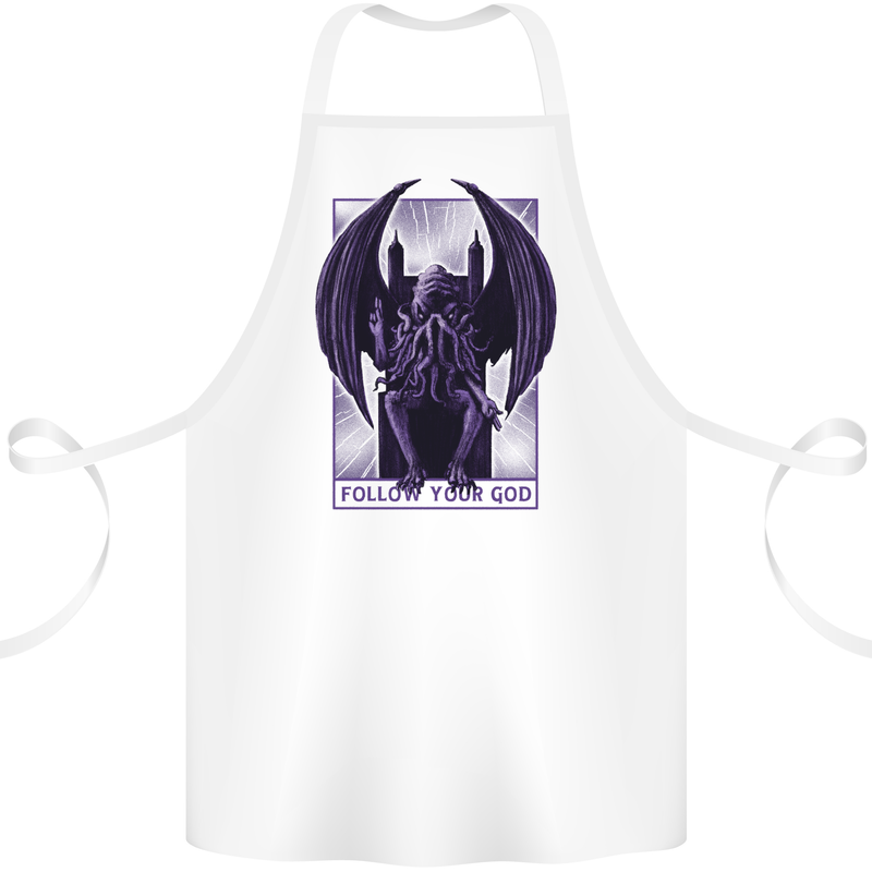 Cthulhu Follow Your God Kraken Mythology Cotton Apron 100% Organic White