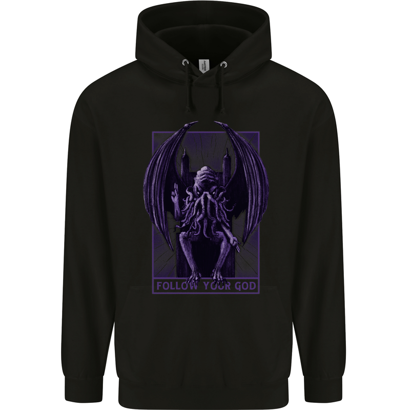 Cthulhu Follow Your God Kraken Mythology Mens 80% Cotton Hoodie Black