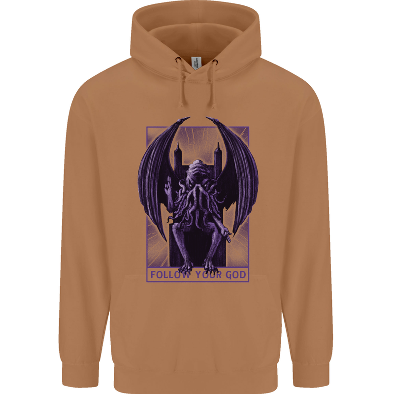 Cthulhu Follow Your God Kraken Mythology Mens 80% Cotton Hoodie Caramel Latte
