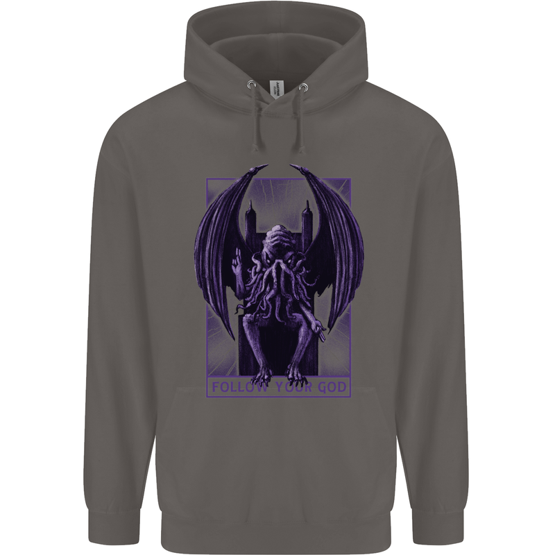 Cthulhu Follow Your God Kraken Mythology Mens 80% Cotton Hoodie Charcoal