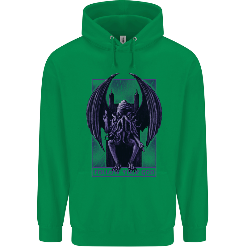 Cthulhu Follow Your God Kraken Mythology Mens 80% Cotton Hoodie Irish Green