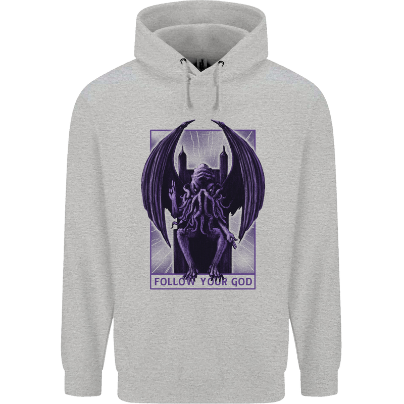 Cthulhu Follow Your God Kraken Mythology Mens 80% Cotton Hoodie Sports Grey