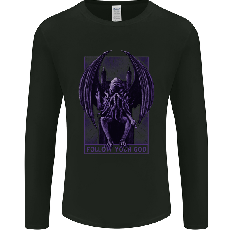 Cthulhu Follow Your God Kraken Mythology Mens Long Sleeve T-Shirt Black