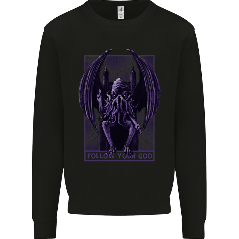 Cthulhu Follow Your God Kraken Mythology Mens Sweatshirt Jumper Black
