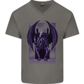 Cthulhu Follow Your God Kraken Mythology Mens V-Neck Cotton T-Shirt Charcoal
