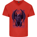 Cthulhu Follow Your God Kraken Mythology Mens V-Neck Cotton T-Shirt Red