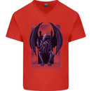 Cthulhu Follow Your God Kraken Mythology Mens V-Neck Cotton T-Shirt Red