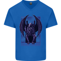 Cthulhu Follow Your God Kraken Mythology Mens V-Neck Cotton T-Shirt Royal Blue