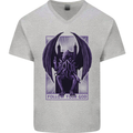 Cthulhu Follow Your God Kraken Mythology Mens V-Neck Cotton T-Shirt Sports Grey