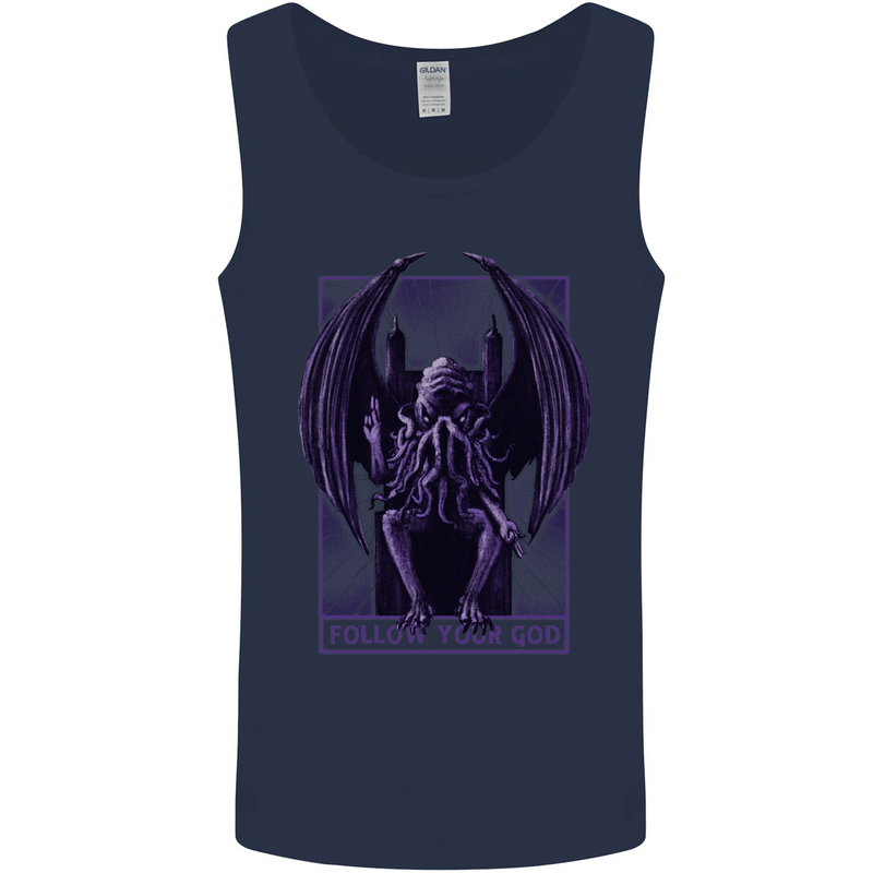 Cthulhu Follow Your God Kraken Mythology Mens Vest Tank Top Navy Blue