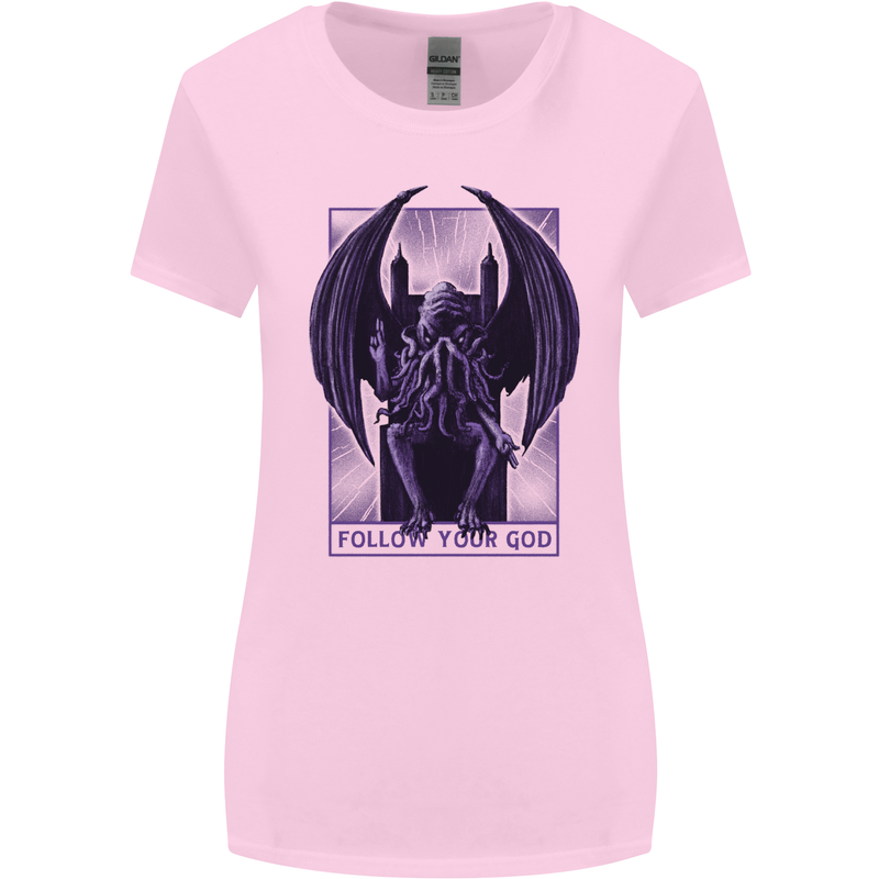 Cthulhu Follow Your God Kraken Mythology Womens Wider Cut T-Shirt Light Pink