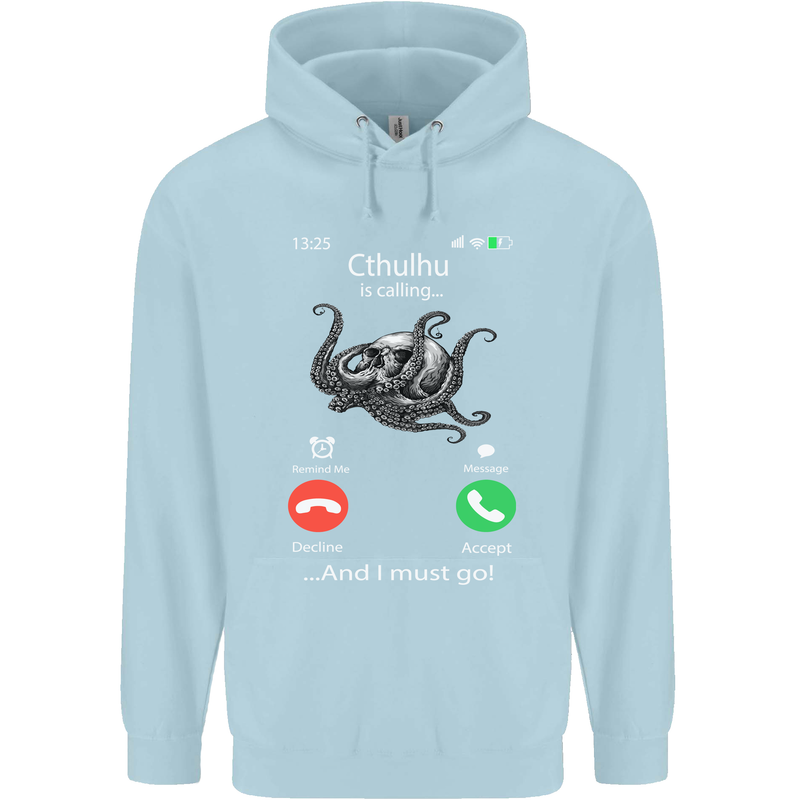 Cthulhu Is Calling Funny Kraken Childrens Kids Hoodie Light Blue