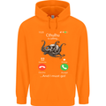 Cthulhu Is Calling Funny Kraken Childrens Kids Hoodie Orange