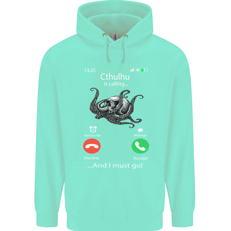 Cthulhu Is Calling Funny Kraken Childrens Kids Hoodie Peppermint