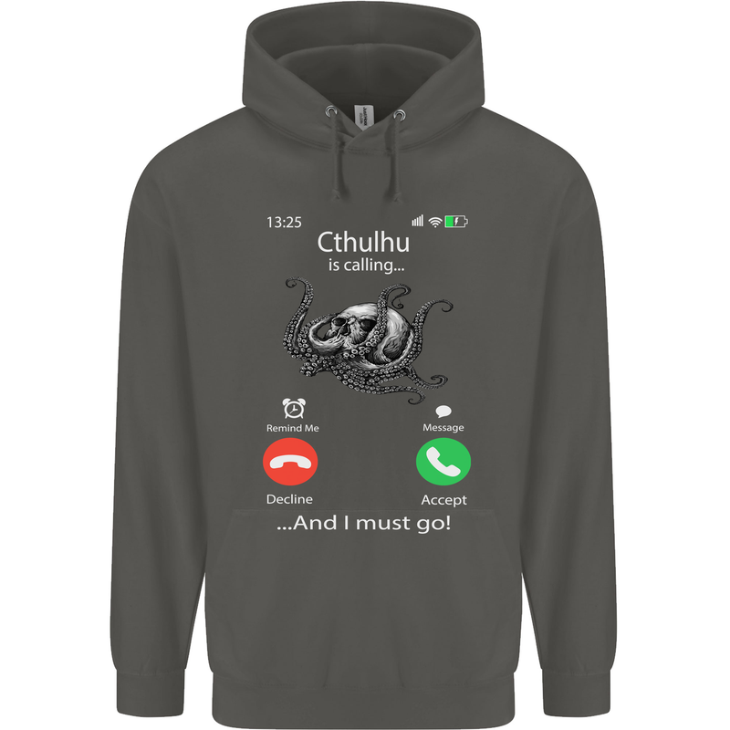 Cthulhu Is Calling Funny Kraken Childrens Kids Hoodie Storm Grey