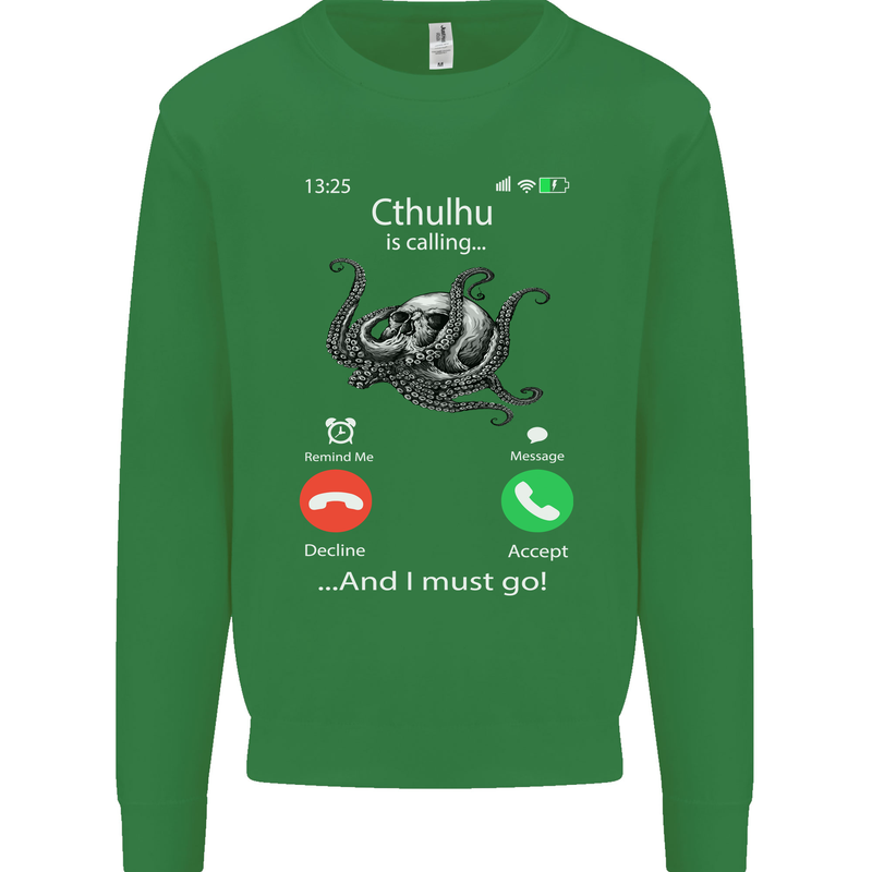 Cthulhu Is Calling Funny Kraken Kids Sweatshirt Jumper Irish Green