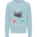 Cthulhu Is Calling Funny Kraken Kids Sweatshirt Jumper Light Blue