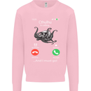Cthulhu Is Calling Funny Kraken Kids Sweatshirt Jumper Light Pink