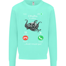 Cthulhu Is Calling Funny Kraken Kids Sweatshirt Jumper Peppermint