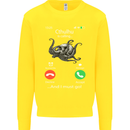 Cthulhu Is Calling Funny Kraken Kids Sweatshirt Jumper Yellow
