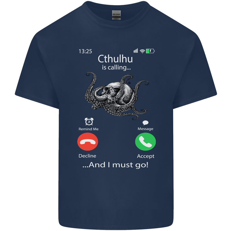 Cthulhu Is Calling Funny Kraken Kids T-Shirt Childrens Navy Blue