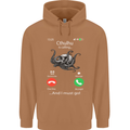 Cthulhu Is Calling Funny Kraken Mens 80% Cotton Hoodie Caramel Latte
