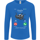 Cthulhu Is Calling Funny Kraken Mens Long Sleeve T-Shirt Royal Blue