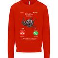 Cthulhu Is Calling Funny Kraken Mens Sweatshirt Jumper Bright Red