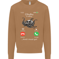 Cthulhu Is Calling Funny Kraken Mens Sweatshirt Jumper Caramel Latte