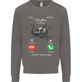 Cthulhu Is Calling Funny Kraken Mens Sweatshirt Jumper Charcoal