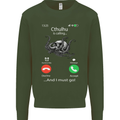 Cthulhu Is Calling Funny Kraken Mens Sweatshirt Jumper Forest Green