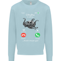 Cthulhu Is Calling Funny Kraken Mens Sweatshirt Jumper Light Blue