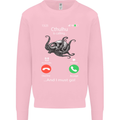 Cthulhu Is Calling Funny Kraken Mens Sweatshirt Jumper Light Pink