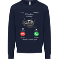 Cthulhu Is Calling Funny Kraken Mens Sweatshirt Jumper Navy Blue